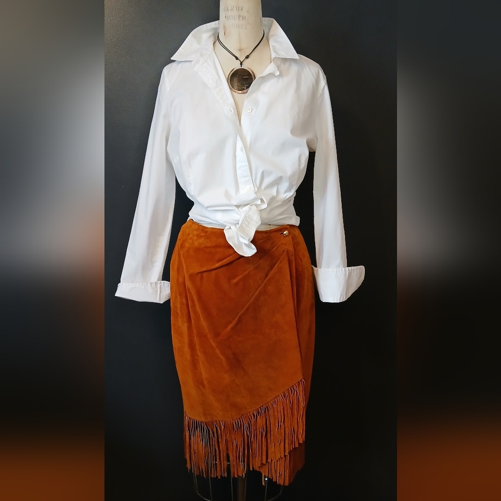 Suede Fringe Skirt